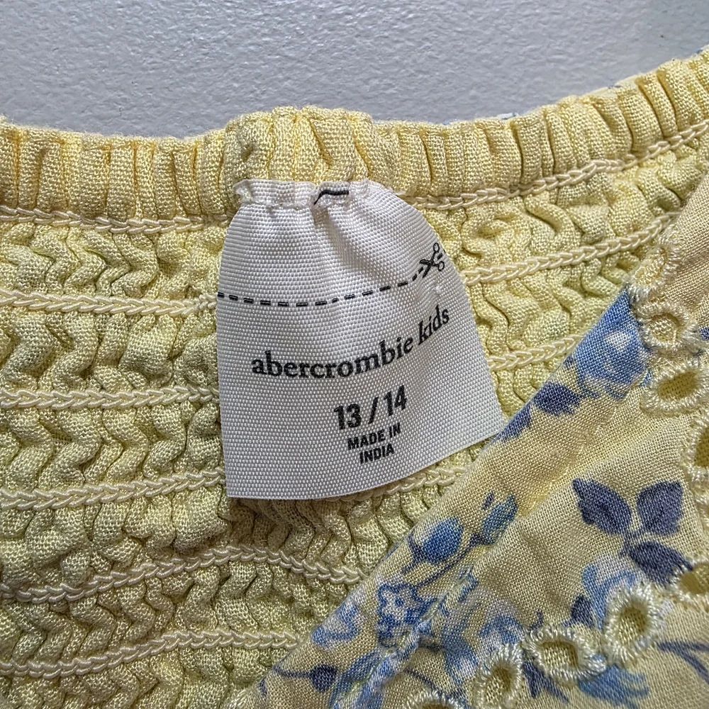 Abercrombie & Fitch Kids Ruffle Sleeve Dress Yellow & Blue Floral Size 13/14 - Picture 10 of 15